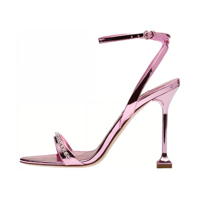 (W) MIU MIU Leather Sandals with Artificial Crystals 'Pink'