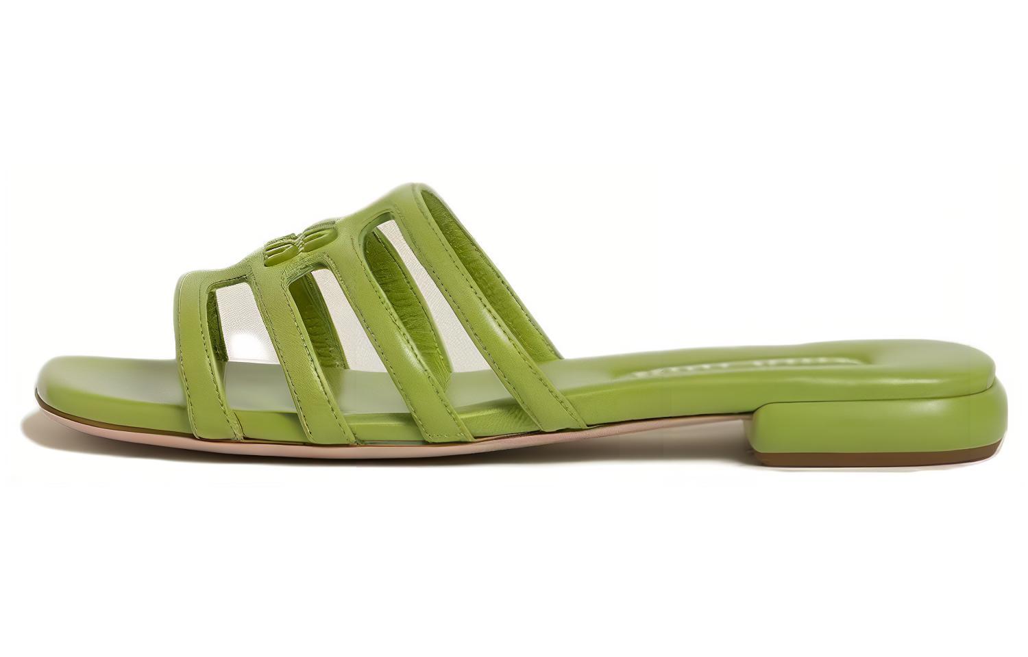 (W) MIU MIU Leather Slide 'Fern Green'