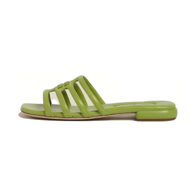 (W) MIU MIU Leather Slide 'Fern Green'