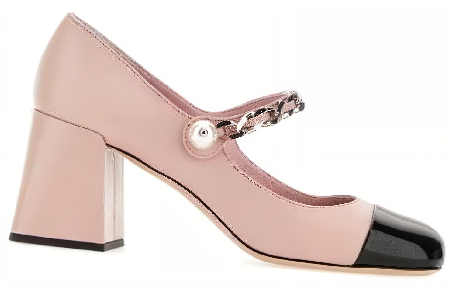 Order (W) MIU MIU Kasut Kulit Tumit Tinggi 'Merah Jambu dan Hitam' 5I248DFDX653L4IF054Z