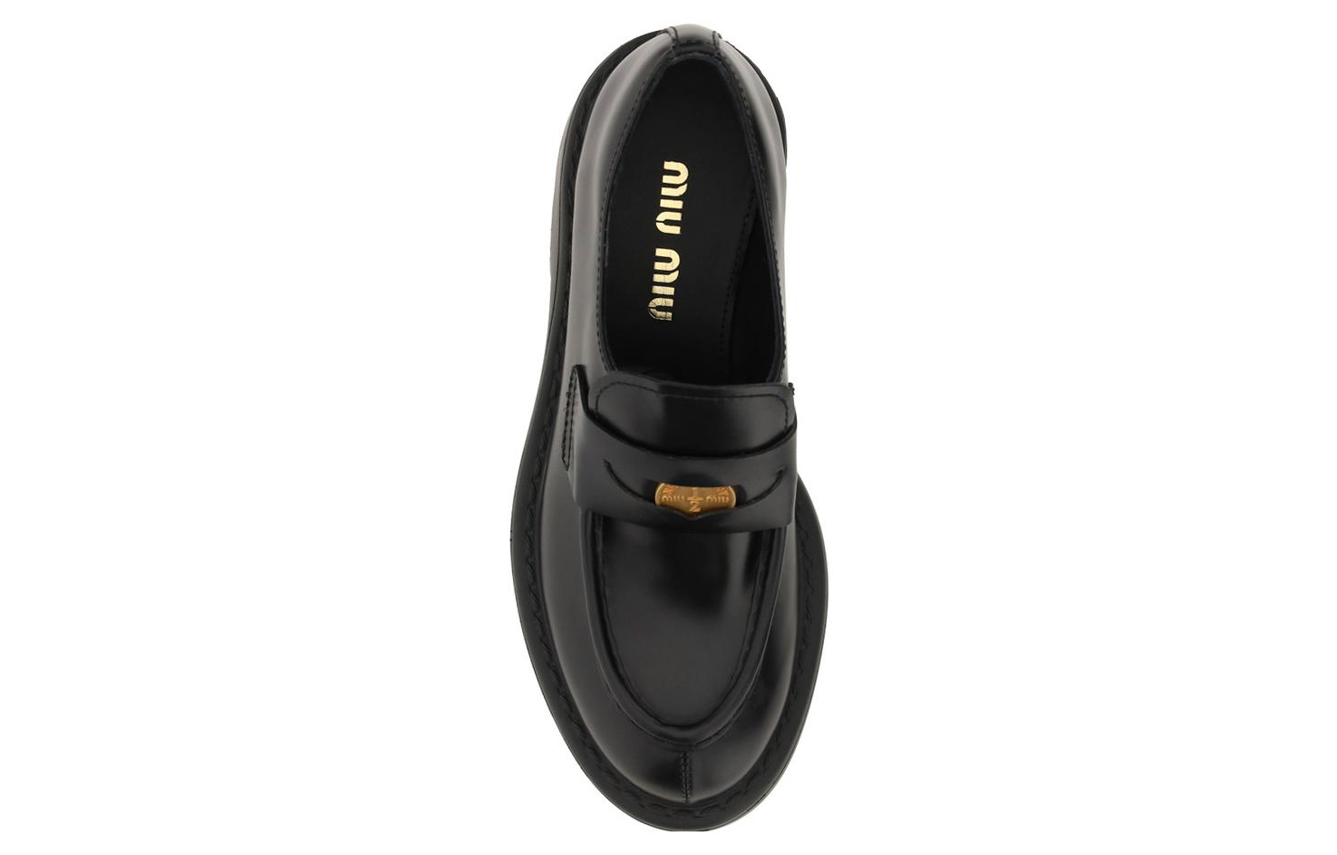 Shop MIU MIU 小牛皮 套腳 厚底鞋 女款 黑色