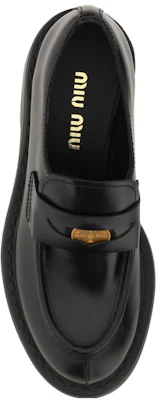 MIU MIU 小牛皮 套腳 厚底鞋 女款 黑色 Shop MIU MIU 小牛皮 套腳 厚底鞋 女款 黑色