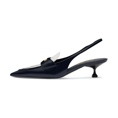 (W) MIU MIU Leather Slip-On Pointed Toe Stiletto 'Blue White'