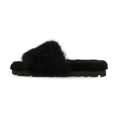 (W) MIU MIU Leather Slipper 'Black Fashion Casual'