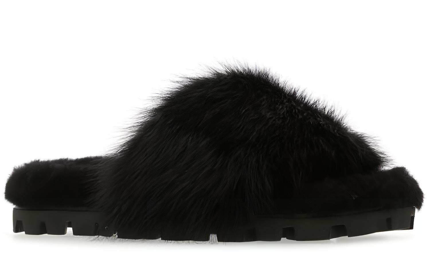 (W) MIU MIU Leather Slipper 'Black Fashion Casual' 圖 3