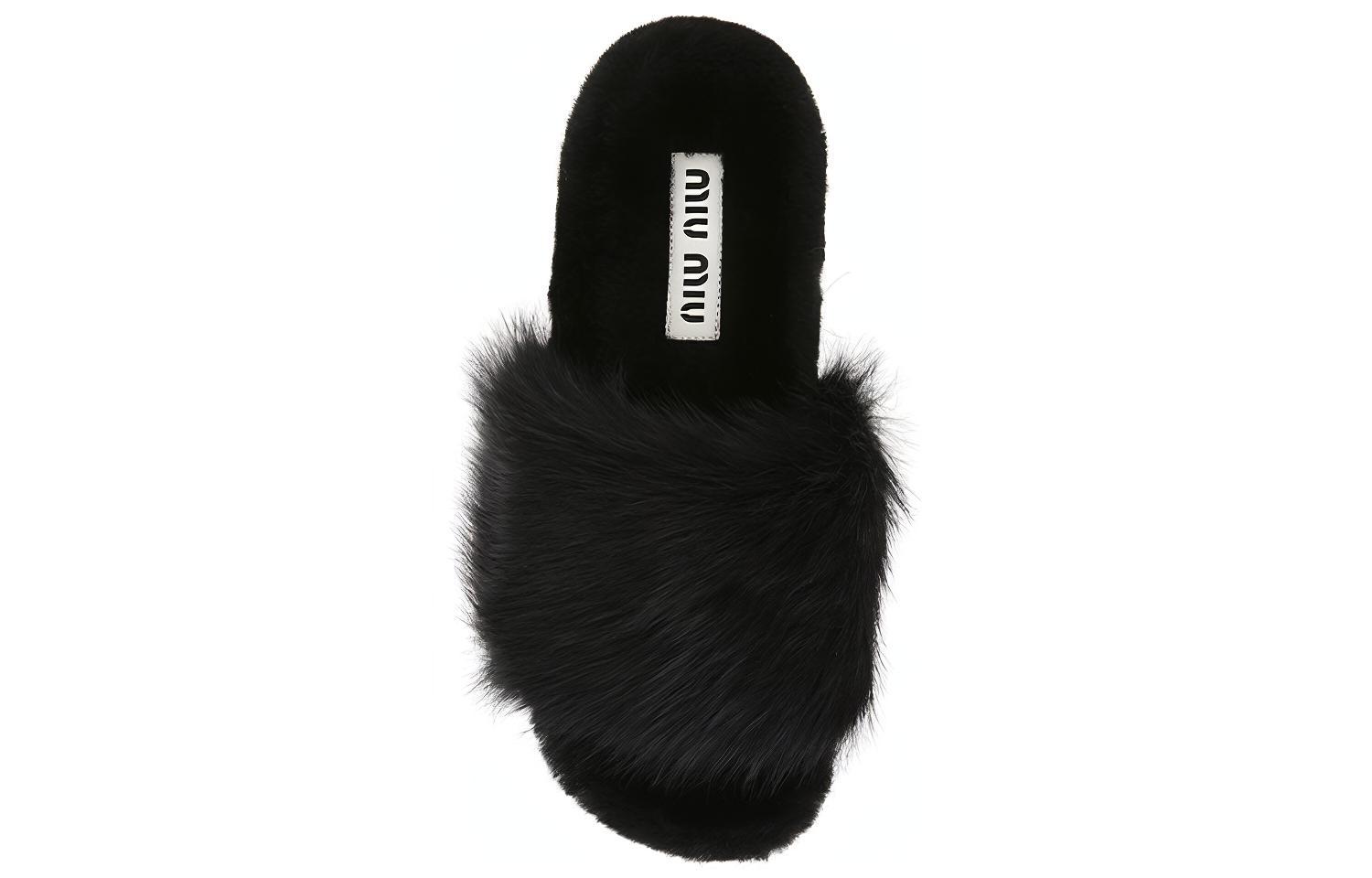 (W) MIU MIU Leather Slipper 'Black Fashion Casual' 圖 4