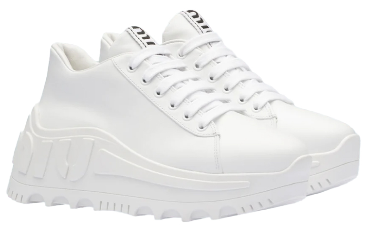 (W) MIU MIU Leather Sneakers 'White' 圖 2