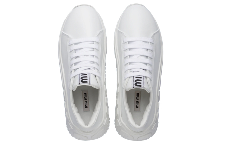 (W) MIU MIU Leather Sneakers 'White' 圖 3