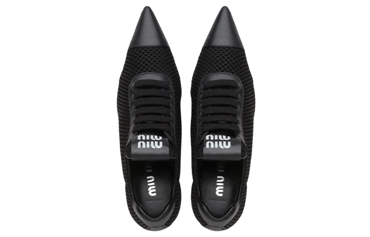 Shop (W) MIU MIU Escarpins en Cuir Noir à Talon Aiguille et Bout Pointu 5E743D_77T_F0002_F_055