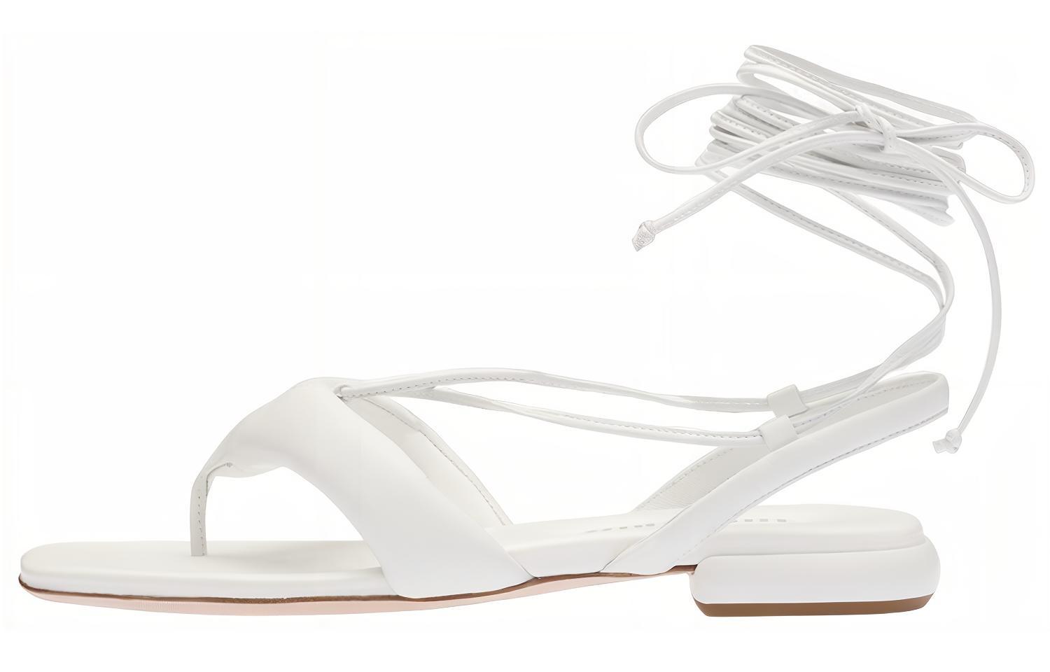 (W) MIU MIU Leather Thong 'White Fashion Sandal'