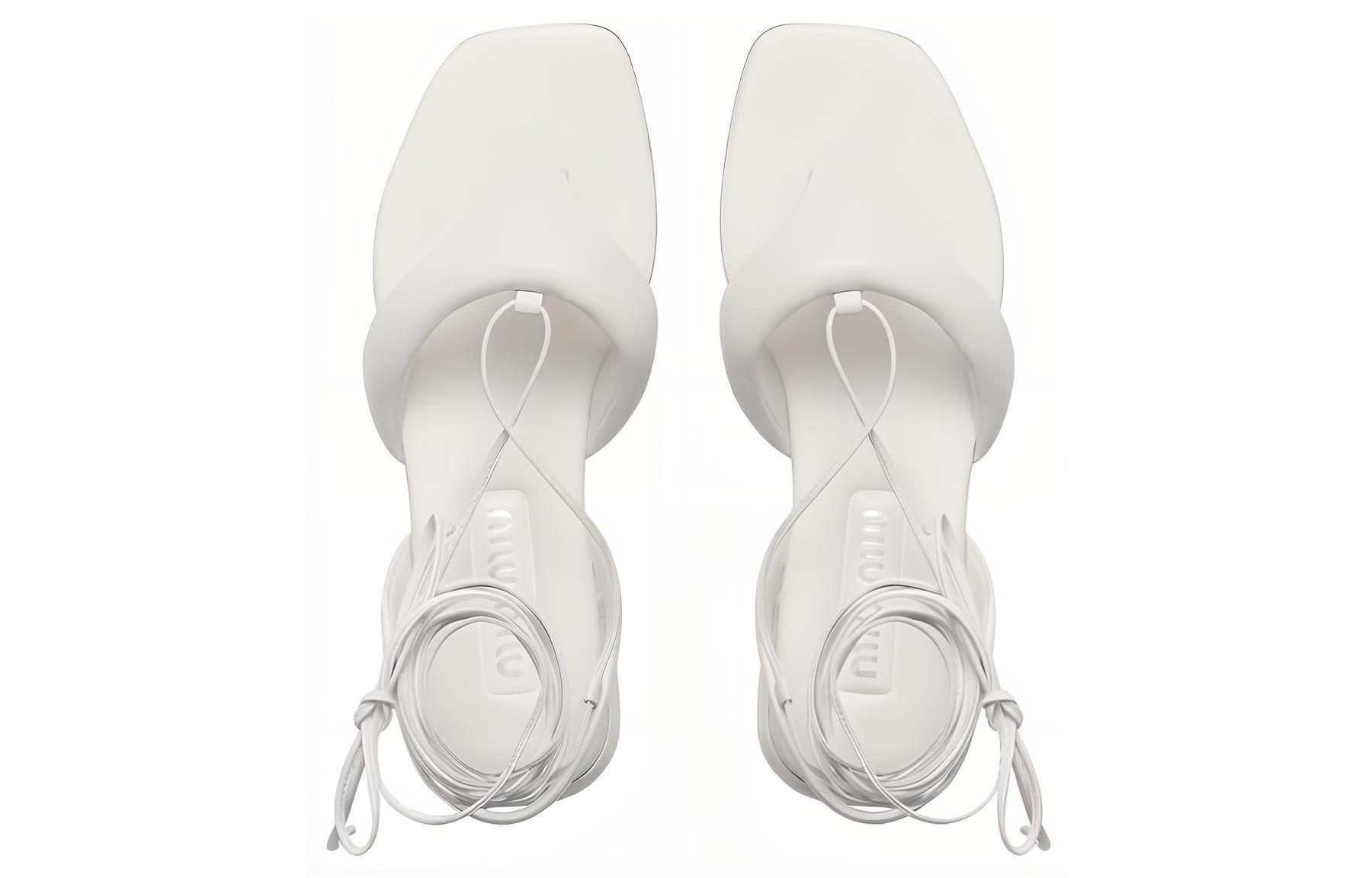(W) MIU MIU Leather Thong 'White Fashion Sandal' 圖 4