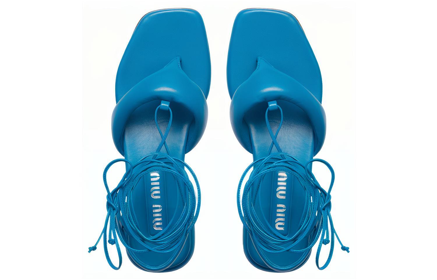 (W) MIU MIU Leather Thong Sandal 'Blue Fashion' 圖 3