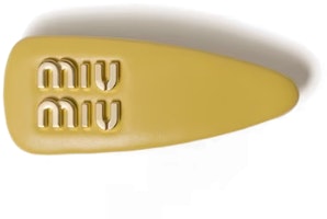 (Women) MIU MIU Letter Logo Leather Hair Clip Yellow - . 5IF092_038_F068X (Women) MIU MIU Letter Logo Leather Hair Clip Yellow - . 5IF092_038_F068X