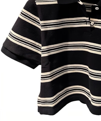 (Women) MIU MIU Letter Logo Striped Short Sleeve Polo Shirt for Women - Multicolor. MJN547-146U-F069Q Details for (Women) MIU MIU Letter Logo Striped Short Sleeve Polo Shirt for Women - Multicolor. MJN547-146U-F069Q