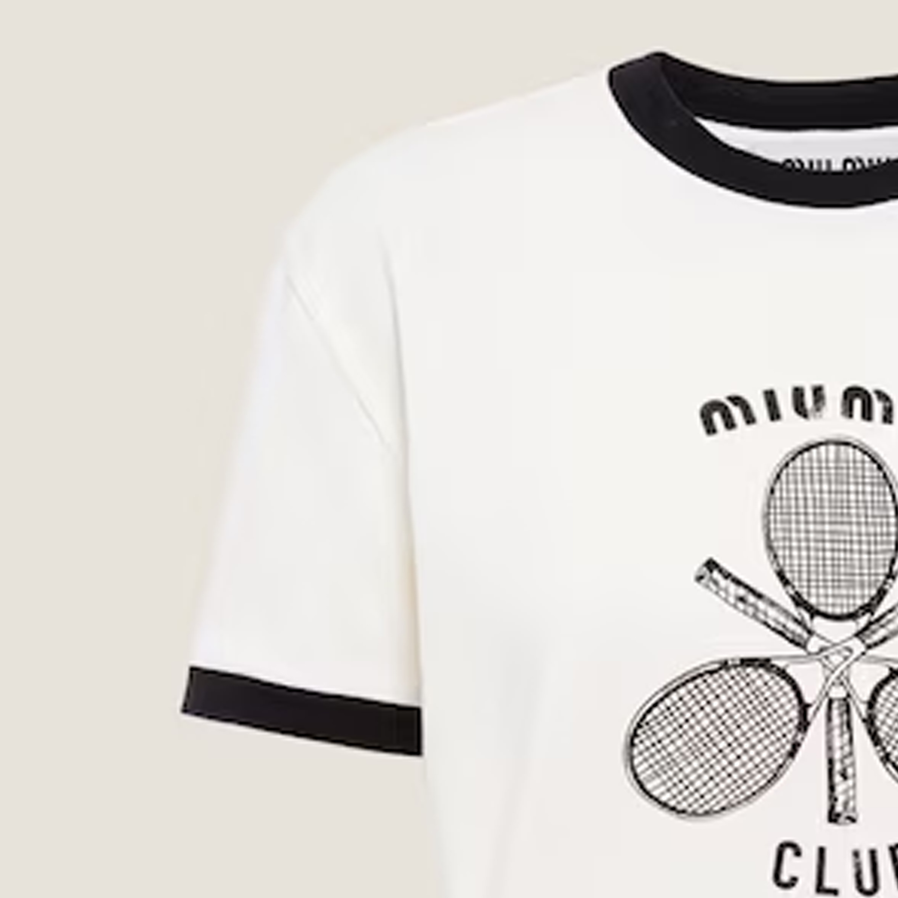 Details for (W) MIU MIU Kaos Putih Letter Print Crew Neck Kontras FW22. MJN416-115I-F0304