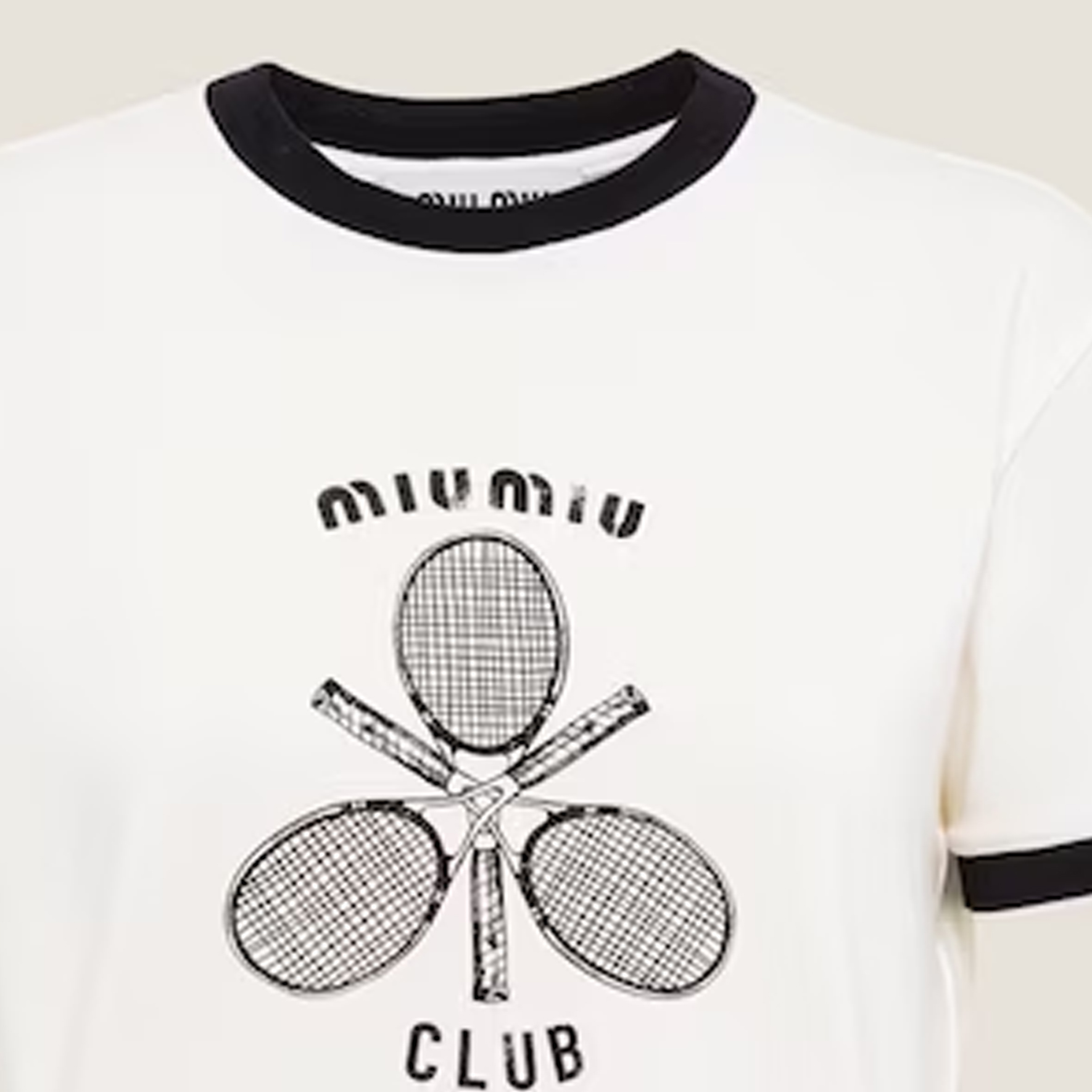 Sizing (W) MIU MIU Kaos Putih Letter Print Crew Neck Kontras FW22. MJN416-115I-F0304