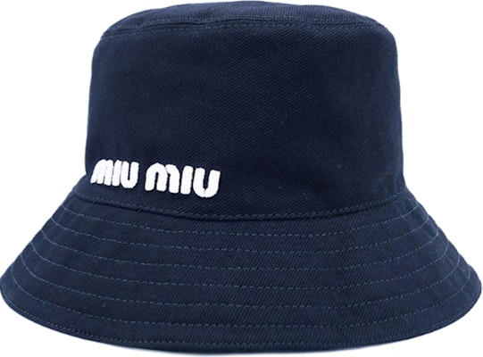 (Women) MIU MIU Letter Print Cotton Bucket Hat Women’s - Dark Blue 5HC196-2DXI-F022X Order (Women) MIU MIU Letter Print Cotton Bucket Hat Women’s - Dark Blue 5HC196-2DXI-F022X