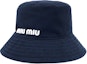 Order (Women) MIU MIU Letter Print Cotton Bucket Hat Women’s - Dark Blue 5HC196-2DXI-F022X