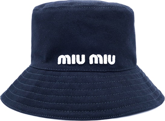 (Women) MIU MIU Letter Print Cotton Bucket Hat Women’s - Dark Blue 5HC196-2DXI-F022X Lookbook (Women) MIU MIU Letter Print Cotton Bucket Hat Women’s - Dark Blue 5HC196-2DXI-F022X