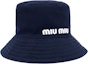 Purchase (Women) MIU MIU Letter Print Cotton Bucket Hat Women’s - Dark Blue 5HC196-2DXI-F022X
