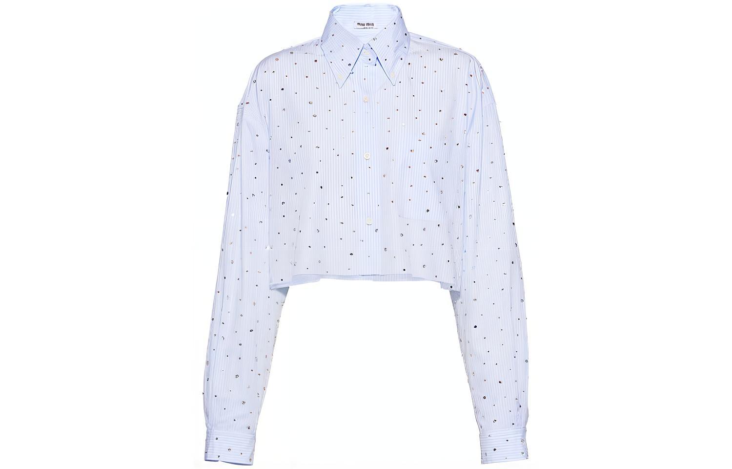 (Women) MIU MIU Light Blue Button-Up Long Sleeve UV Protection Shirt MK1564-10AP-F0012
