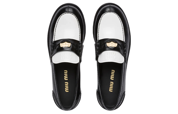 Purchase (W) MIU MIU 乐福鞋 '黑白' 5D773D_AZE_F0967_F_020
