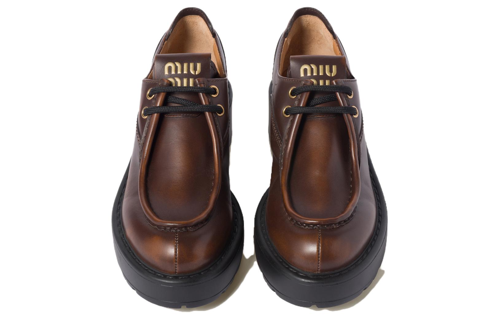 Shop (W) MIU MIU Mocassins ''Confortables Polyvalents Marron'' 5E964D_3KY8_F0038_F_055