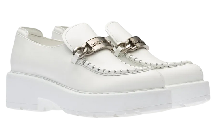 (W) MIU MIU Loafer 'White Leather' 圖 3