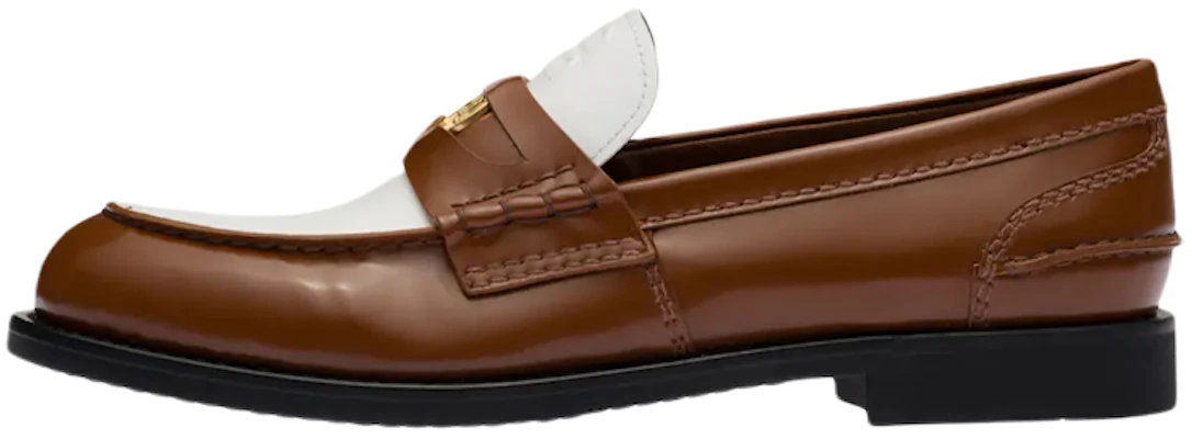(W) MIU MIU Mocassins Talons Bas ''Blanc Marron'' 5D773D_AZE_F070D_F_020 Buy (W) MIU MIU Mocassins Talons Bas ''Blanc Marron'' 5D773D_AZE_F070D_F_020