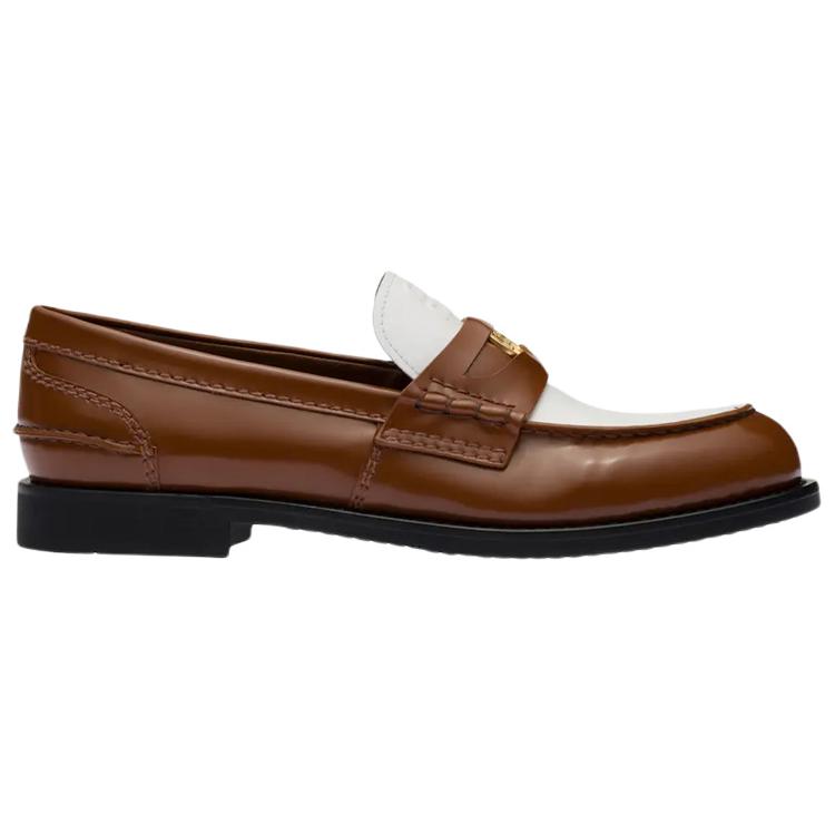 Order (W) MIU MIU Mocassins Talons Bas ''Blanc Marron'' 5D773D_AZE_F070D_F_020