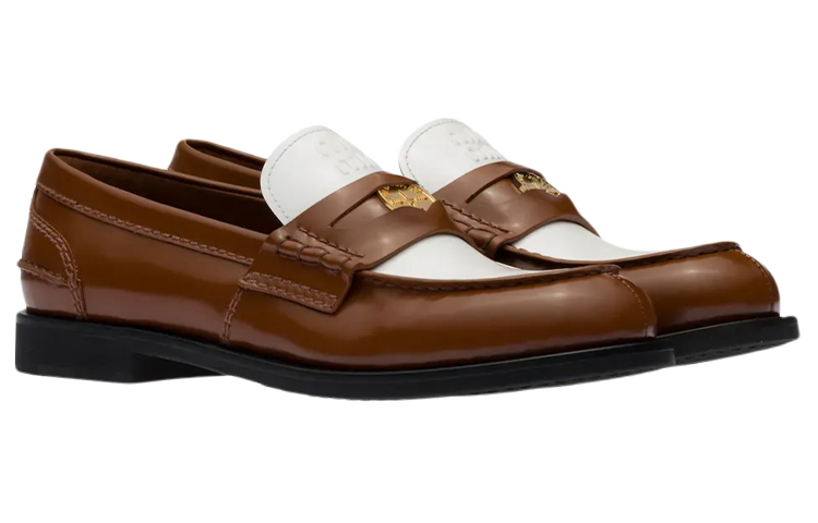 (W) MIU MIU Loafer Low Heel 'White Brown' 圖 3
