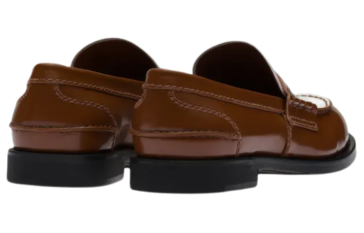 Shop (W) MIU MIU Mocassins Talons Bas ''Blanc Marron'' 5D773D_AZE_F070D_F_020