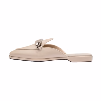 (W) MIU MIU Loafer Mule 'Beige Logo Carving Chain'