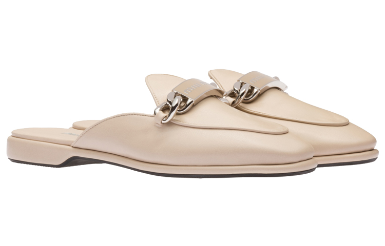 Lookbook (W) MIU MIU Loafer Mule 'Beige Logo Ukiran Rantai' 5D867D_011_F0F24_F_015