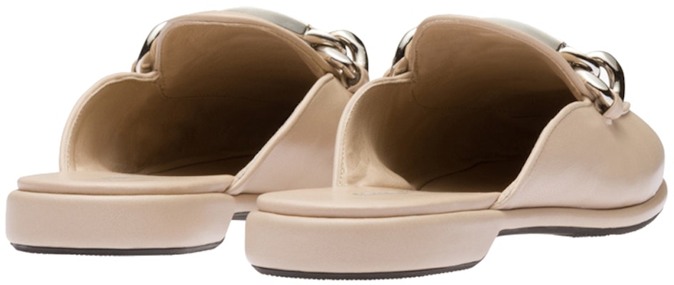 MIU MIU 缪缪 皮革 徽标雕刻链条 樂福 時尚涼拖 女款 米色 Shop MIU MIU 缪缪 皮革 徽标雕刻链条 樂福 時尚涼拖 女款 米色