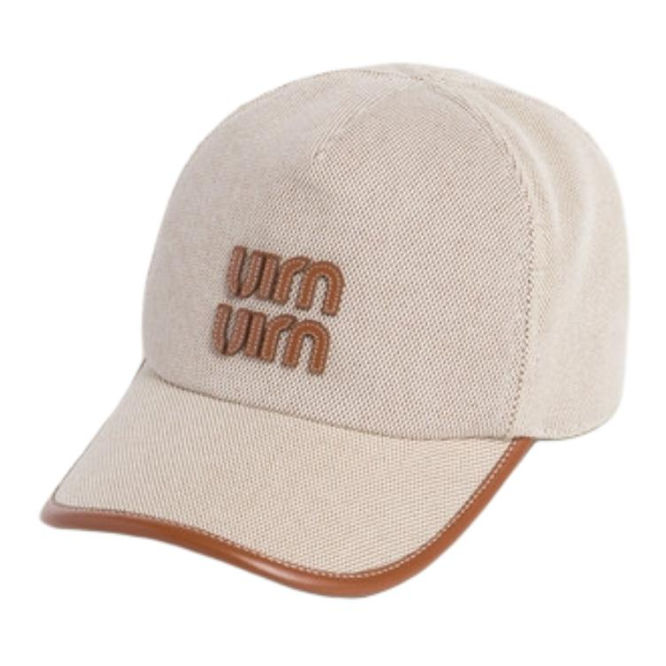 Order (Women) MIU MIU Logo Canvas Baseball Cap Natural/Brandy  Hat. 5HC179_2CRN_F062F