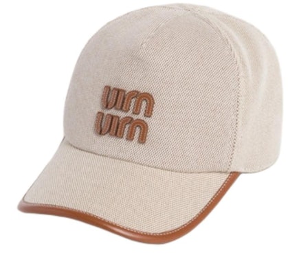 (Women) MIU MIU Logo Canvas Baseball Cap Natural/Brandy Hat. 5HC179_2CRN_F062F Order (Women) MIU MIU Logo Canvas Baseball Cap Natural/Brandy Hat. 5HC179_2CRN_F062F