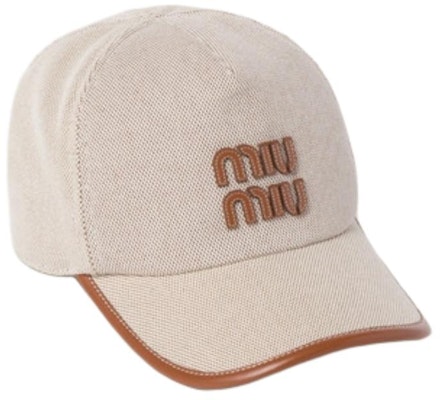 (Women) MIU MIU Logo Canvas Baseball Cap Natural/Brandy Hat. 5HC179_2CRN_F062F Lookbook (Women) MIU MIU Logo Canvas Baseball Cap Natural/Brandy Hat. 5HC179_2CRN_F062F