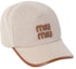 Lookbook (Women) MIU MIU Logo Canvas Baseball Cap Natural/Brandy Hat. 5HC179_2CRN_F062F