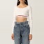 Details for (Women) MIU MIU Logo Casual Crewneck Pullover Cropped Sweatshirt - White MJL766-1ZFU-F0009