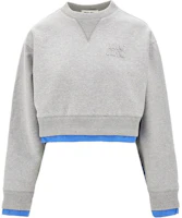 (Women) Miu Miu Logo Colorblock Cropped Crewneck Sweatshirt Grey MJL055-15WI-F0031-S-OOO (Women) Miu Miu Logo Colorblock Cropped Crewneck Sweatshirt Grey MJL055-15WI-F0031-S-OOO