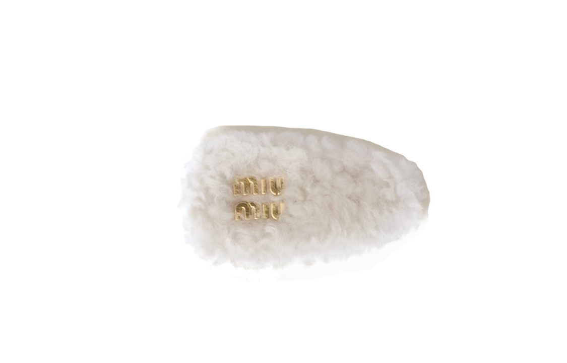 (Women) MIU MIU Logo Design Metal Hair Clip  White 5IF092_2F7T_F0304