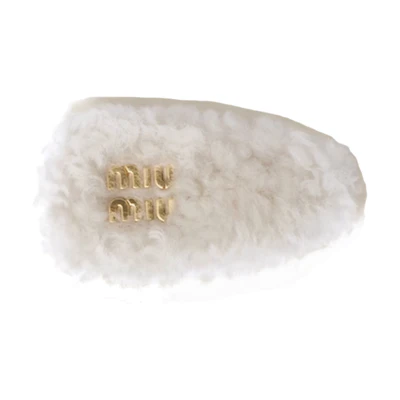 (Women) MIU MIU Logo Design Metal Hair Clip White 5IF092_2F7T_F0304