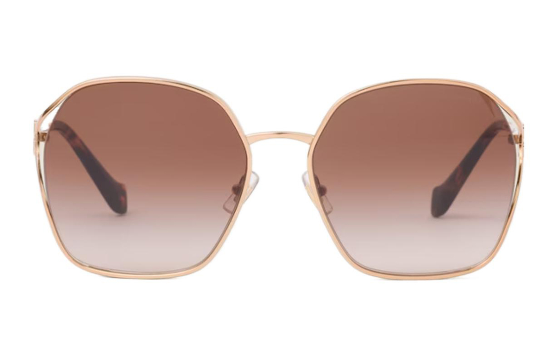 (Women) MIU MIU Logo Detail Irregular Metal Frame  Sunglasses Brown SMU52W_E7OE_F06S1_C_060