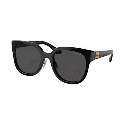 (Women) MIU MIU Logo Detail Irregular Sunglasses Black 0MU01ZS1AB5S055
