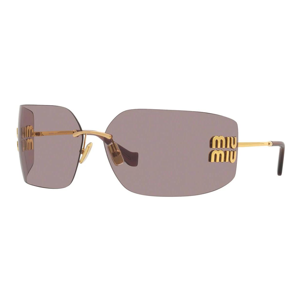 Order (W) MIU MIU 女士金色logo方形太阳镜 SMU54YS5AK06I