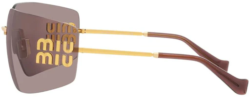 Shop (W) MIU MIU ロゴ入りスクエアサングラス レディース ゴールド SMU54YS5AK06I