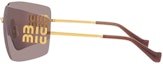 Shop (W) MIU MIU 女士金色logo方形太阳镜 SMU54YS5AK06I