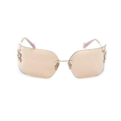 (Women) MIU MIU Logo Embossed Irregular Sunglasses for Women - Gold. SMU54YMZVNFE20FC080