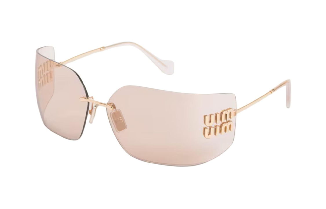 Order (W) Kacamata Wanita MIU MIU Logo Embossed Irregular - Emas. SMU54YMZVNFE20FC080